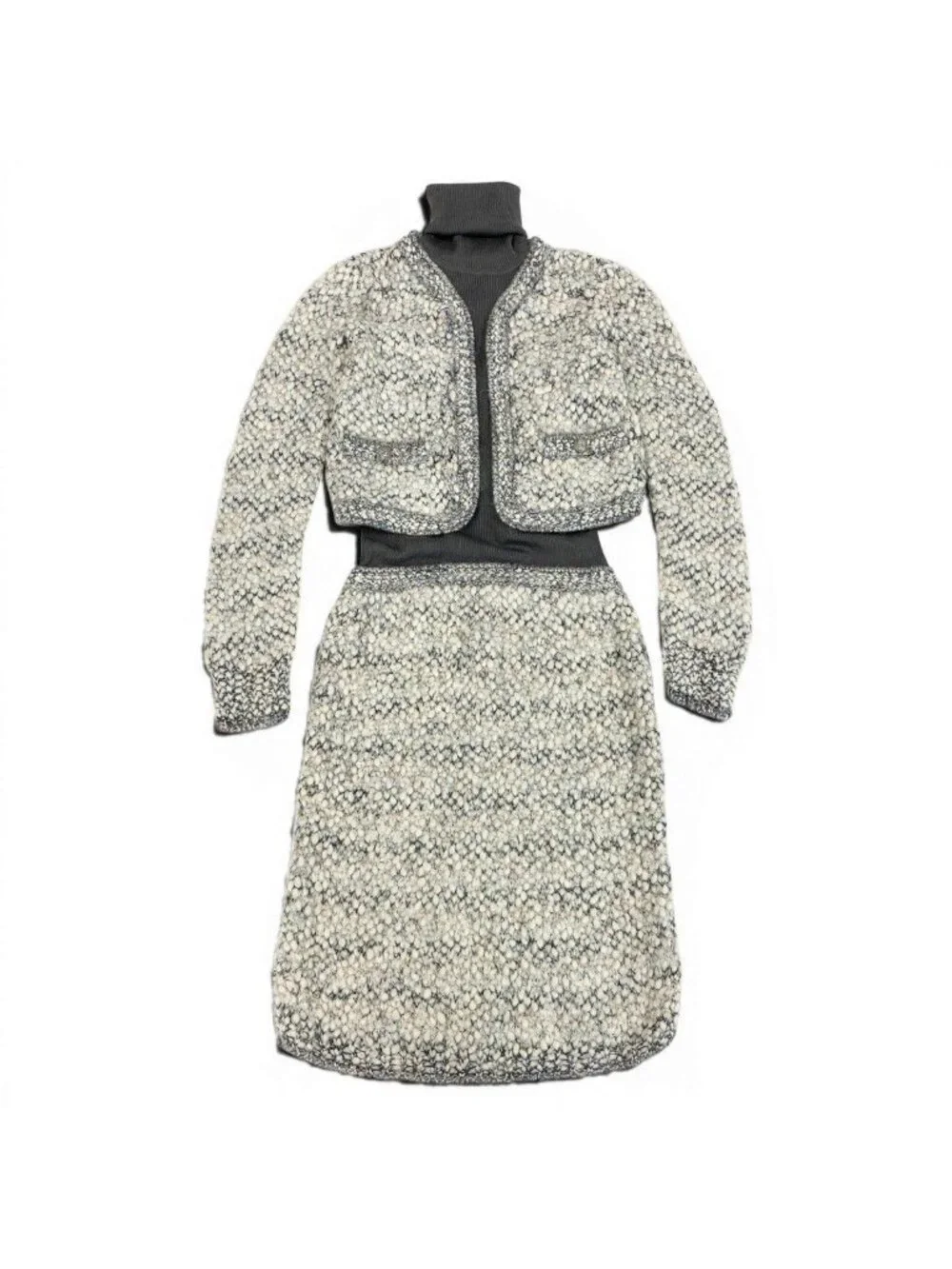 Chanel Silk Wool Docking Dress 34 Gray